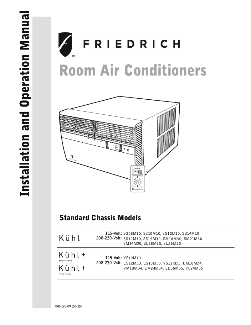 Page 1 of the manual User Manual Friedrich Kühl SS08M10