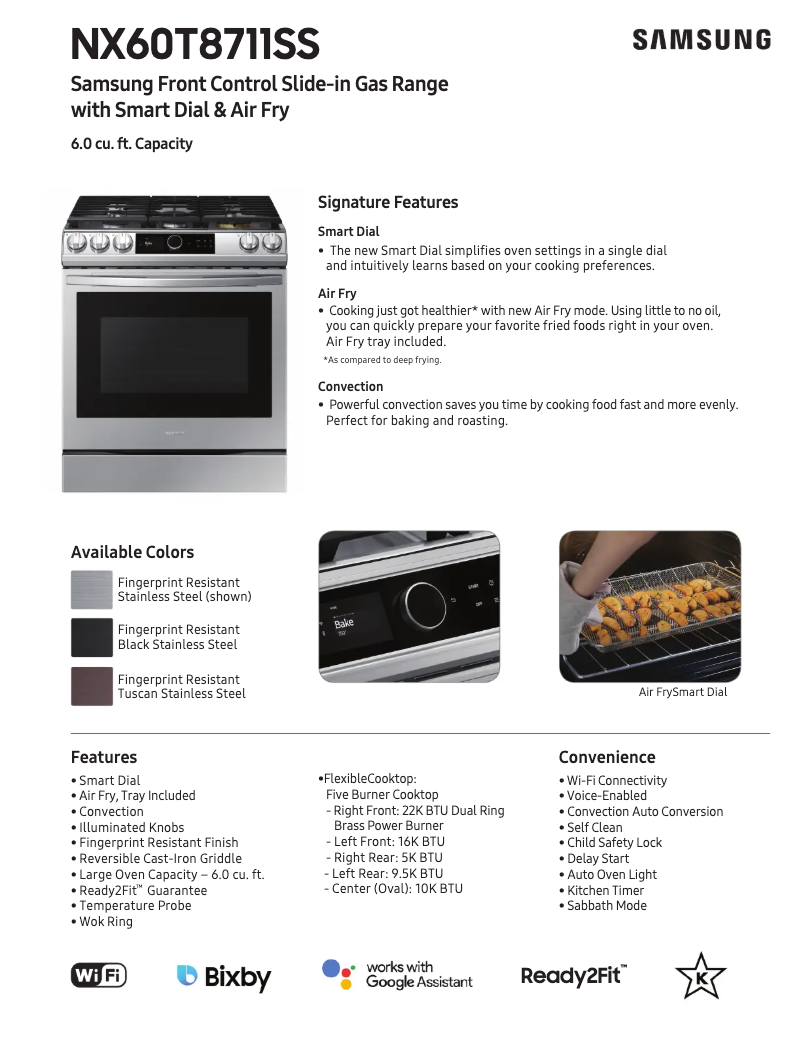 Page 1 of the manual Technical Sheet Samsung NX60T8711SS