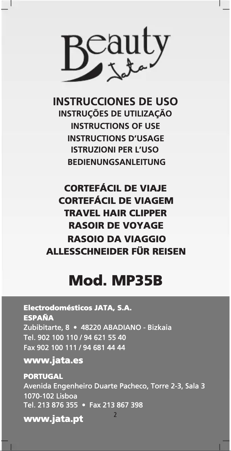 Page 1 of the manual User Manual Jata MP35B