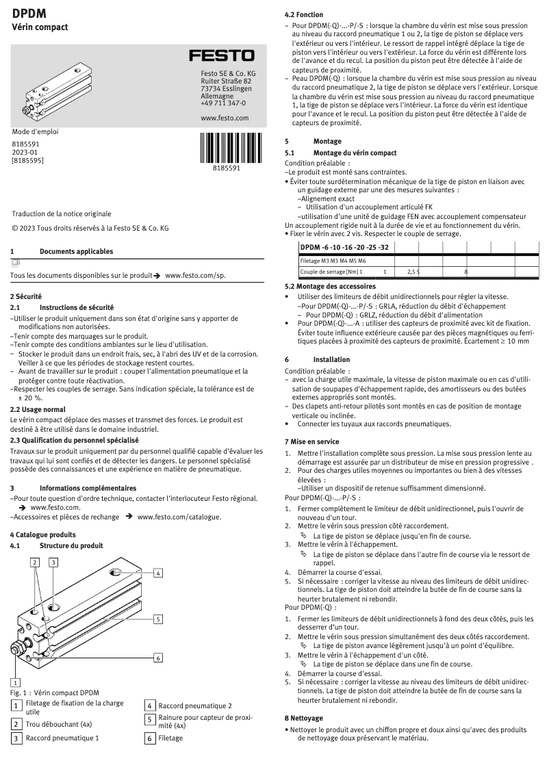 Page 1 of the manual User Manual Festo DPDM-Q-32-50-PA