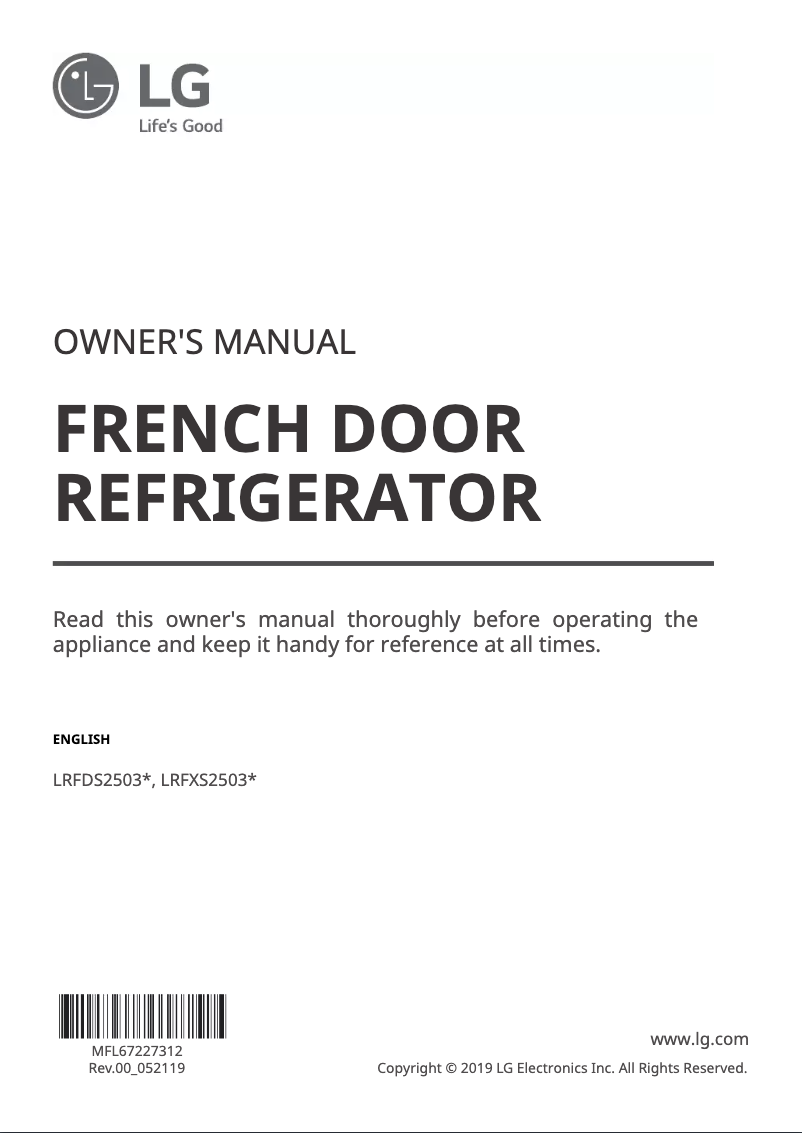 Page 1 of the manual User Manual LG LRFDS2503S