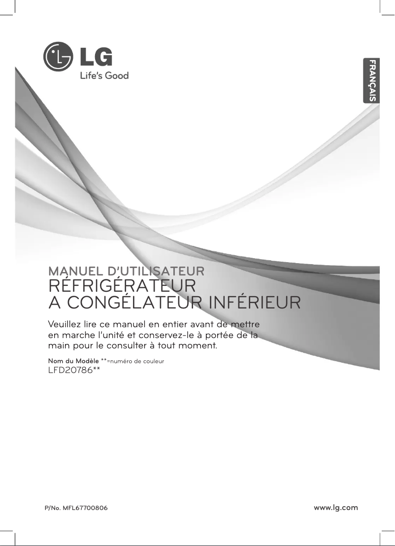 First page image of the manual for LFD20786SB