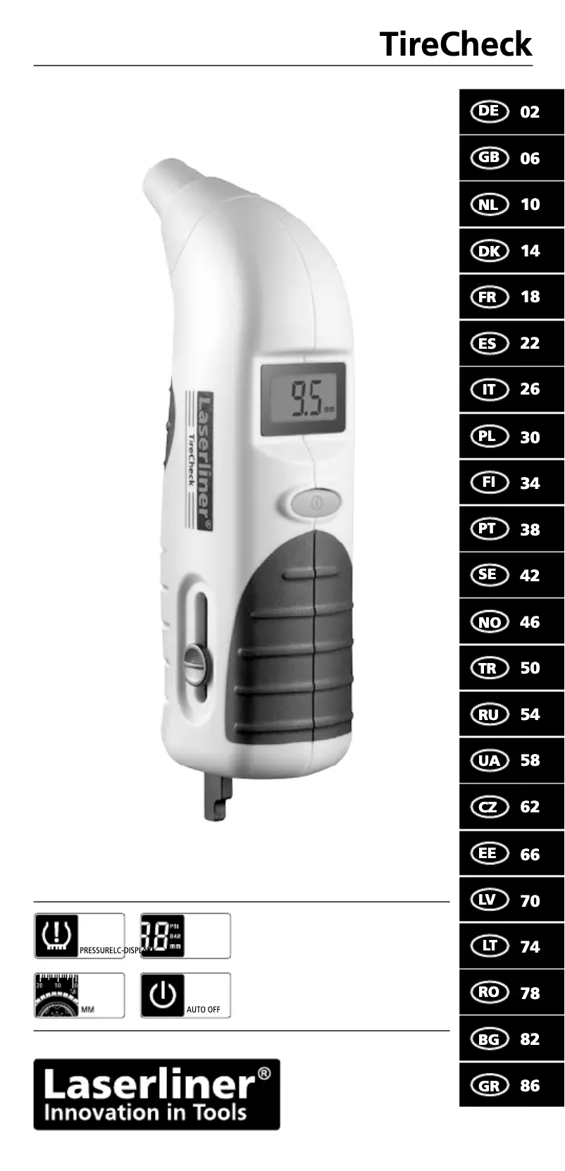 First page image of the manual for TireCheck