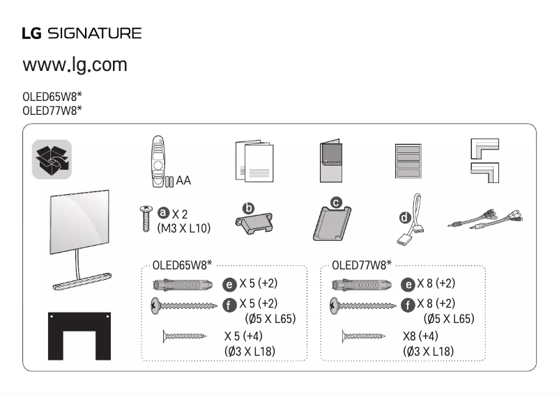 First page image of the manual for OLED65W8XCA