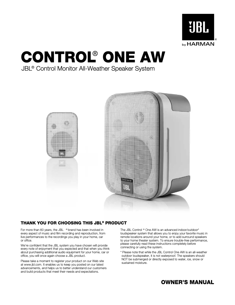 First page image of the manual for Control One