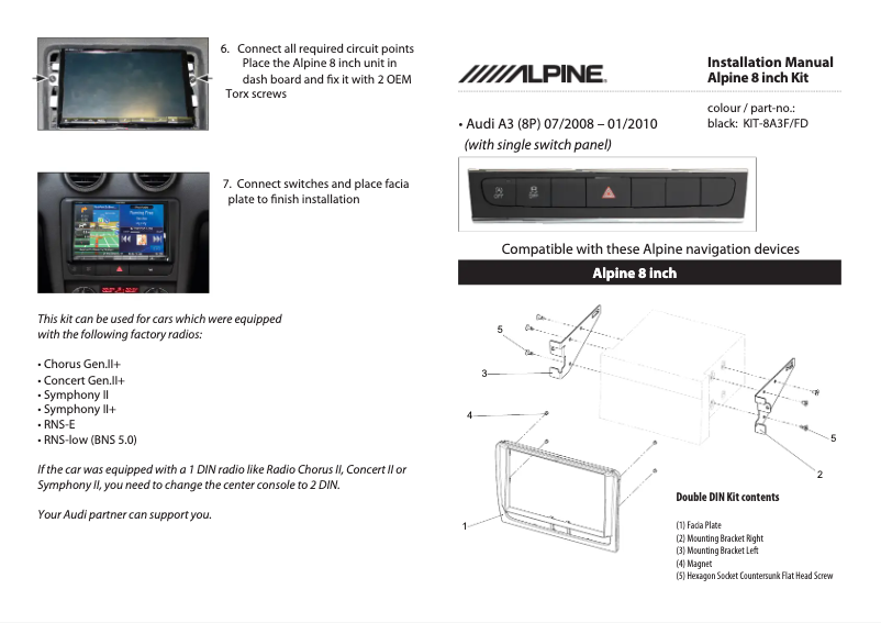 Page 1 of the manual User Manual Alpine KIT-8A3F
