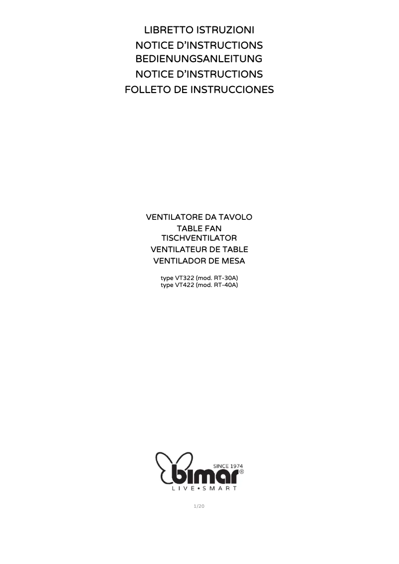 Page 1 of the manual User Manual Bimar VT322