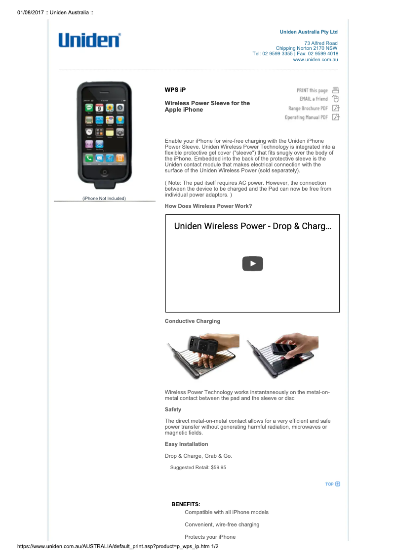 Page 1 of the manual User Manual Uniden WPS iP