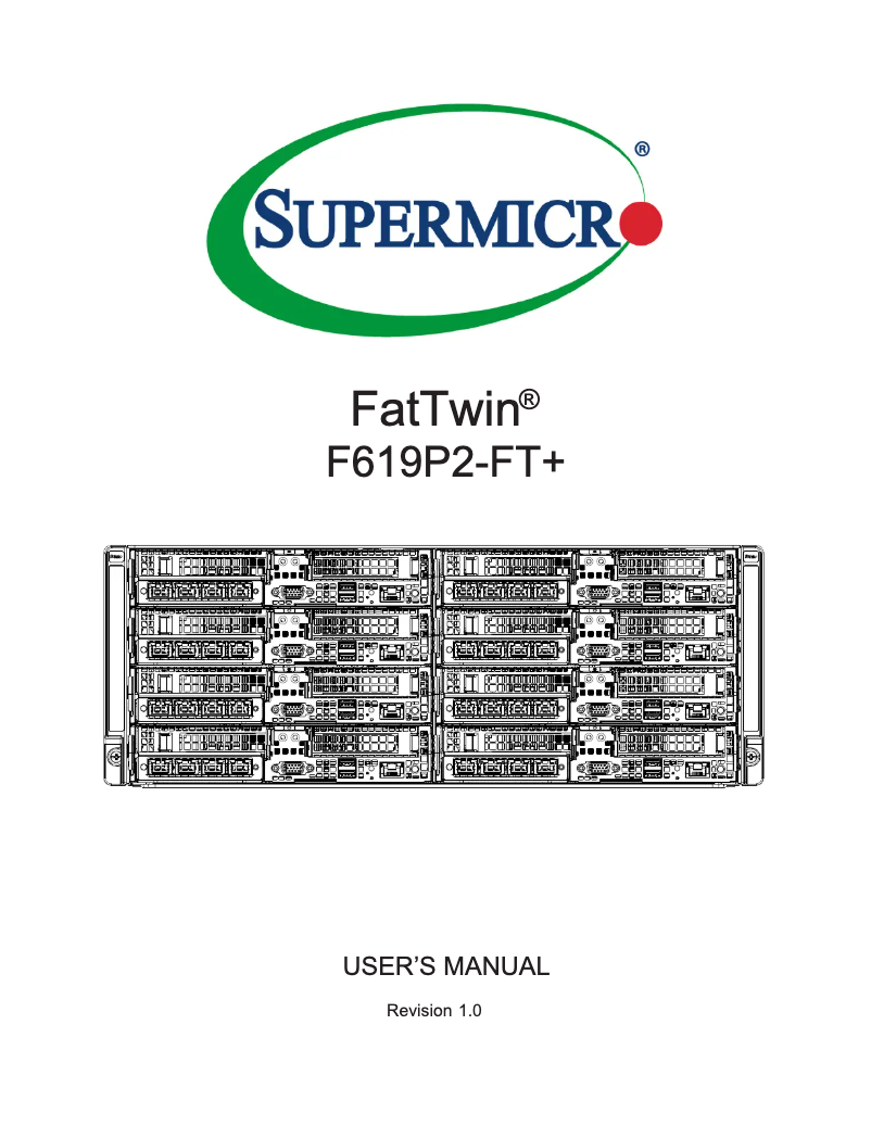 First page image of the manual for SuperServer F619P2-FT+