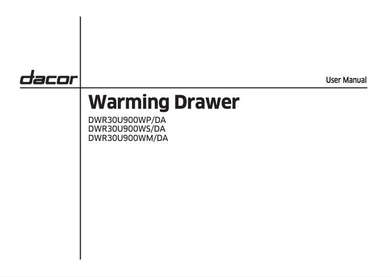 Page 1 of the manual User Manual Dacor DWR30U900WS/DA