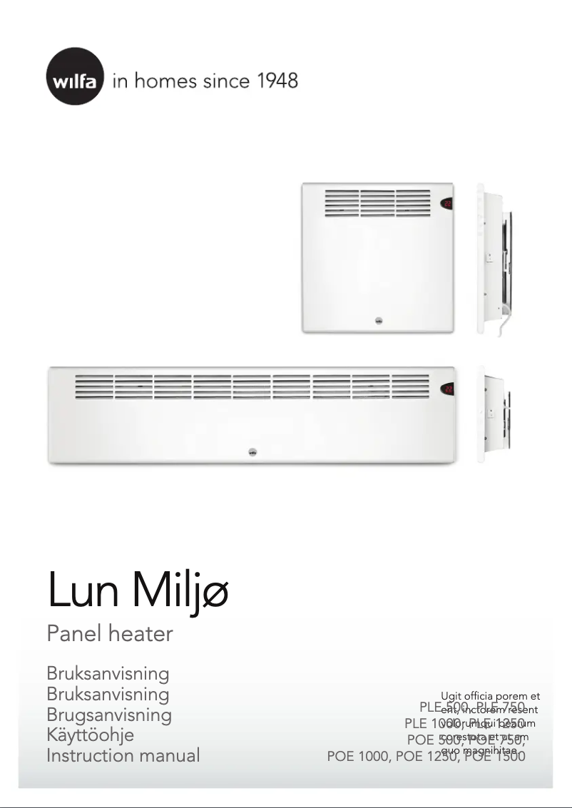 First page image of the manual for Lun Miljø POE-1250