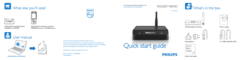 Page 1 of the manual User Manual Philips PocketMemo ACC8160