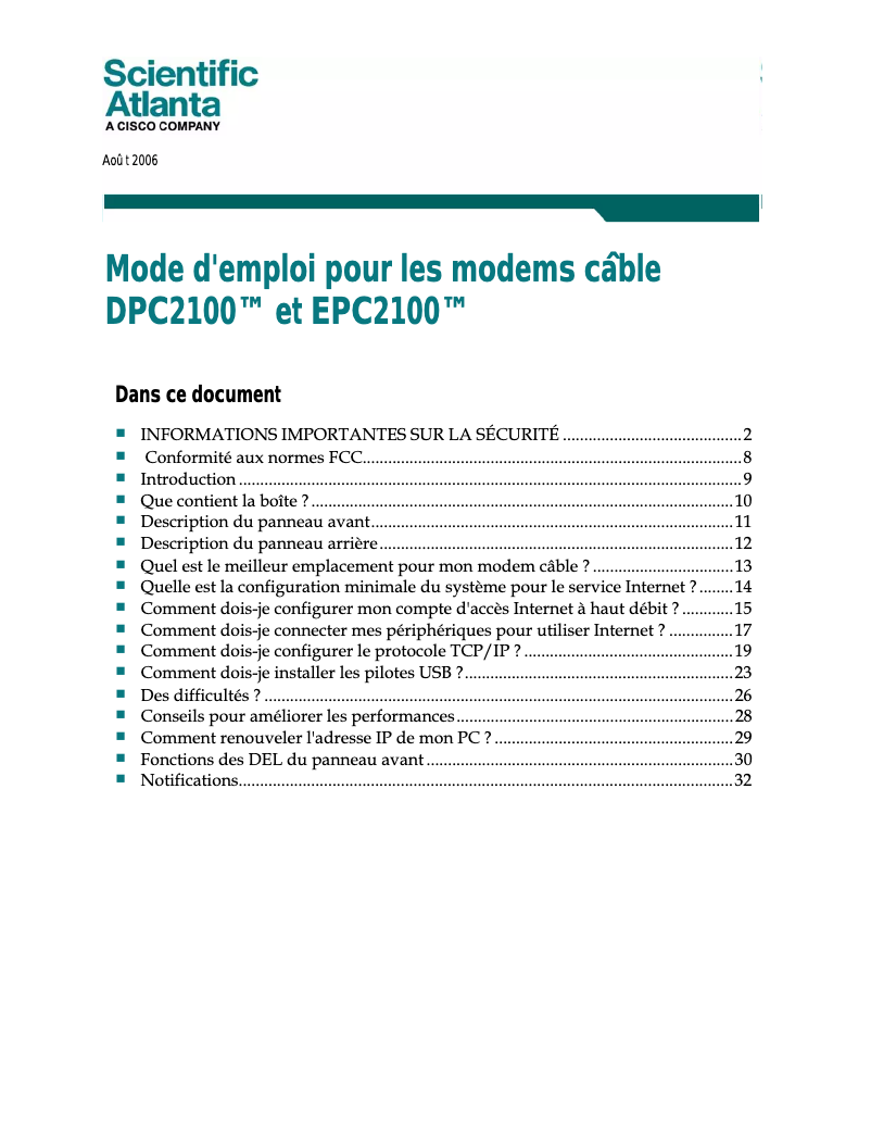 First page image of the manual for EPC2100