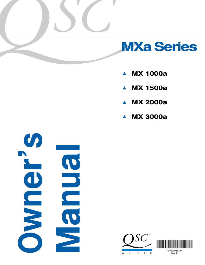 First page image of the manual for MX1500a