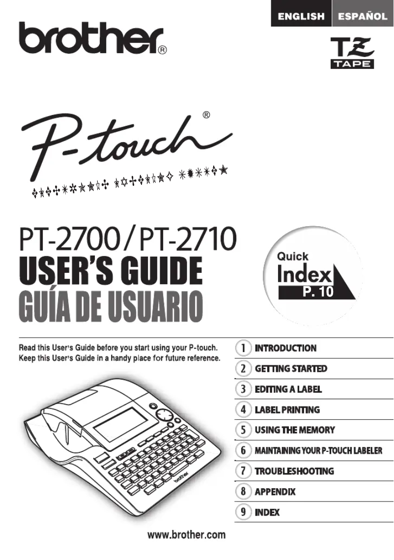 First page image of the manual for P-Touch 2710