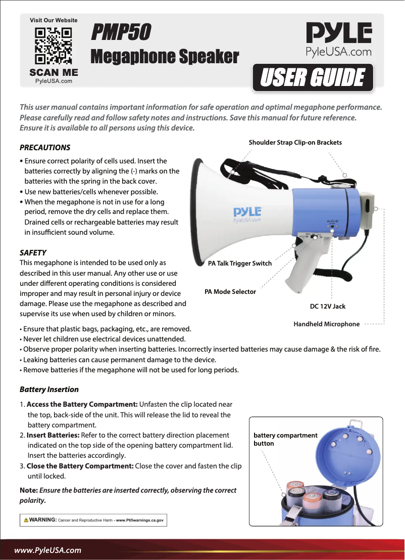 First page image of the manual for PMP50