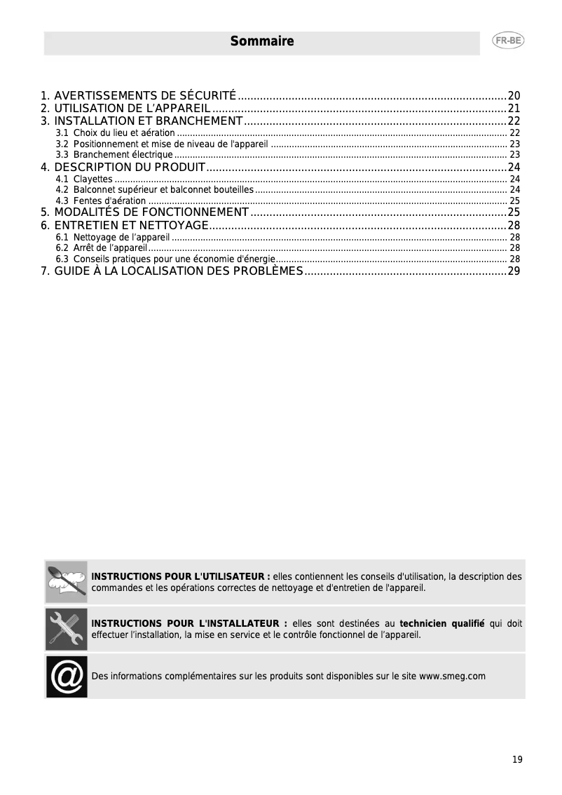Page 1 of the manual User Manual Smeg FAB5RPK3
