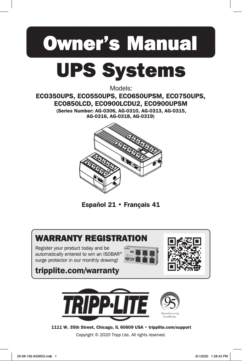 Page 1 of the manual User Manual Tripp Lite ECO850LCD