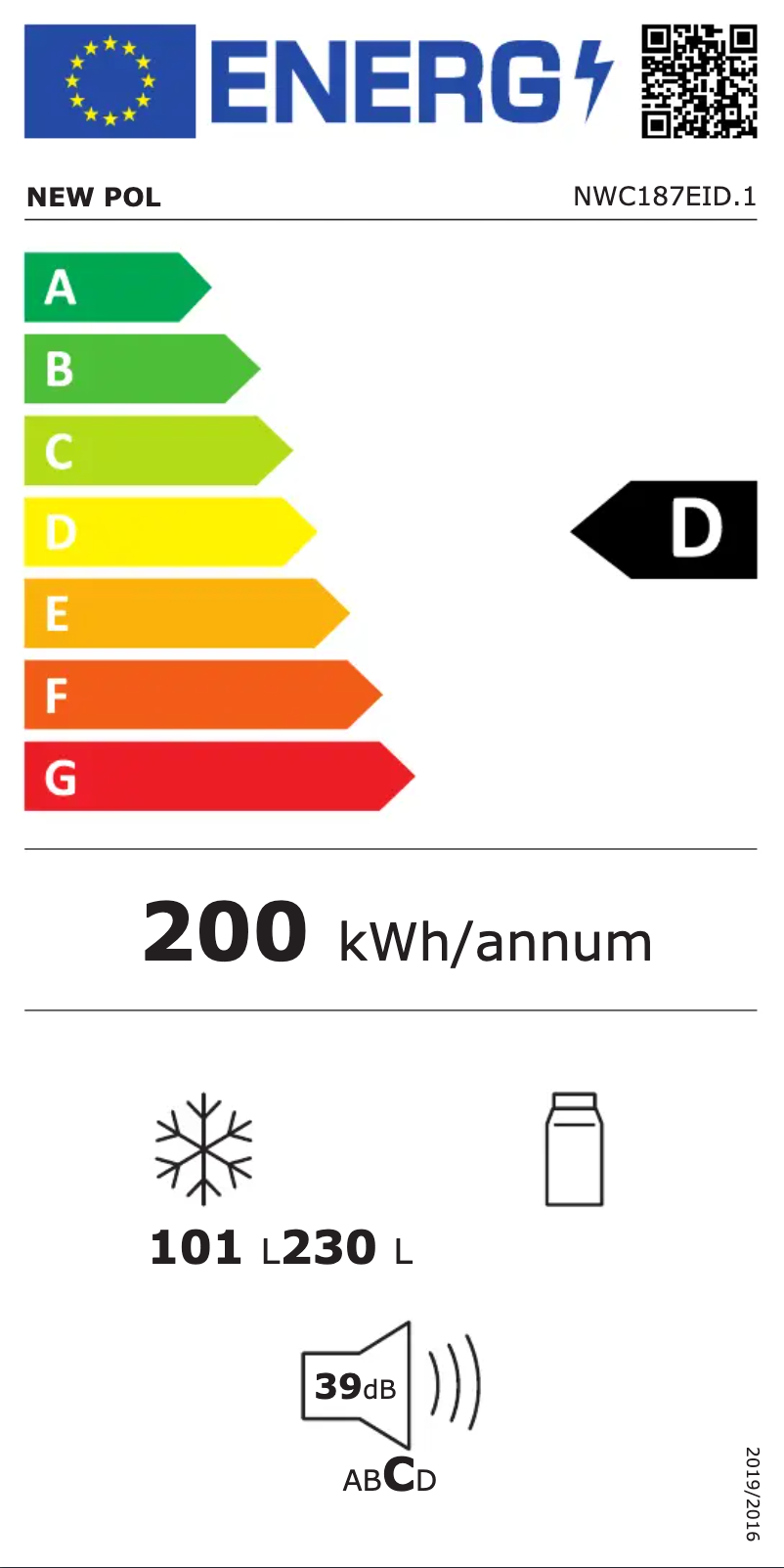 Page 1 of the manual Energy Label New Pol NWC187EID.1