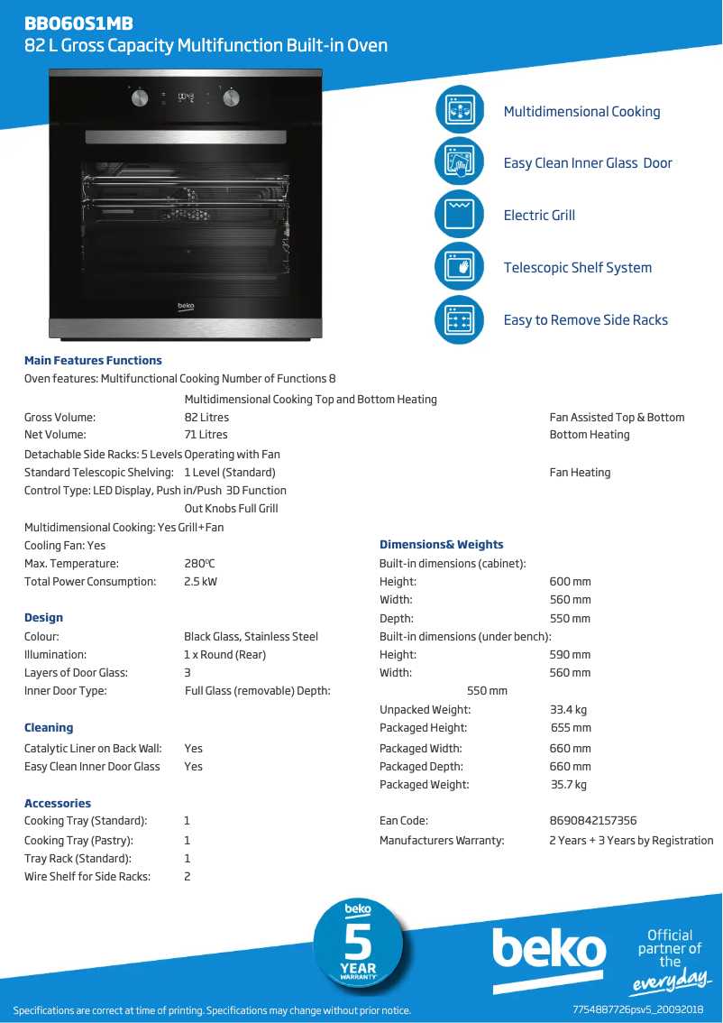 First page image of the manual for BBO60S1MB