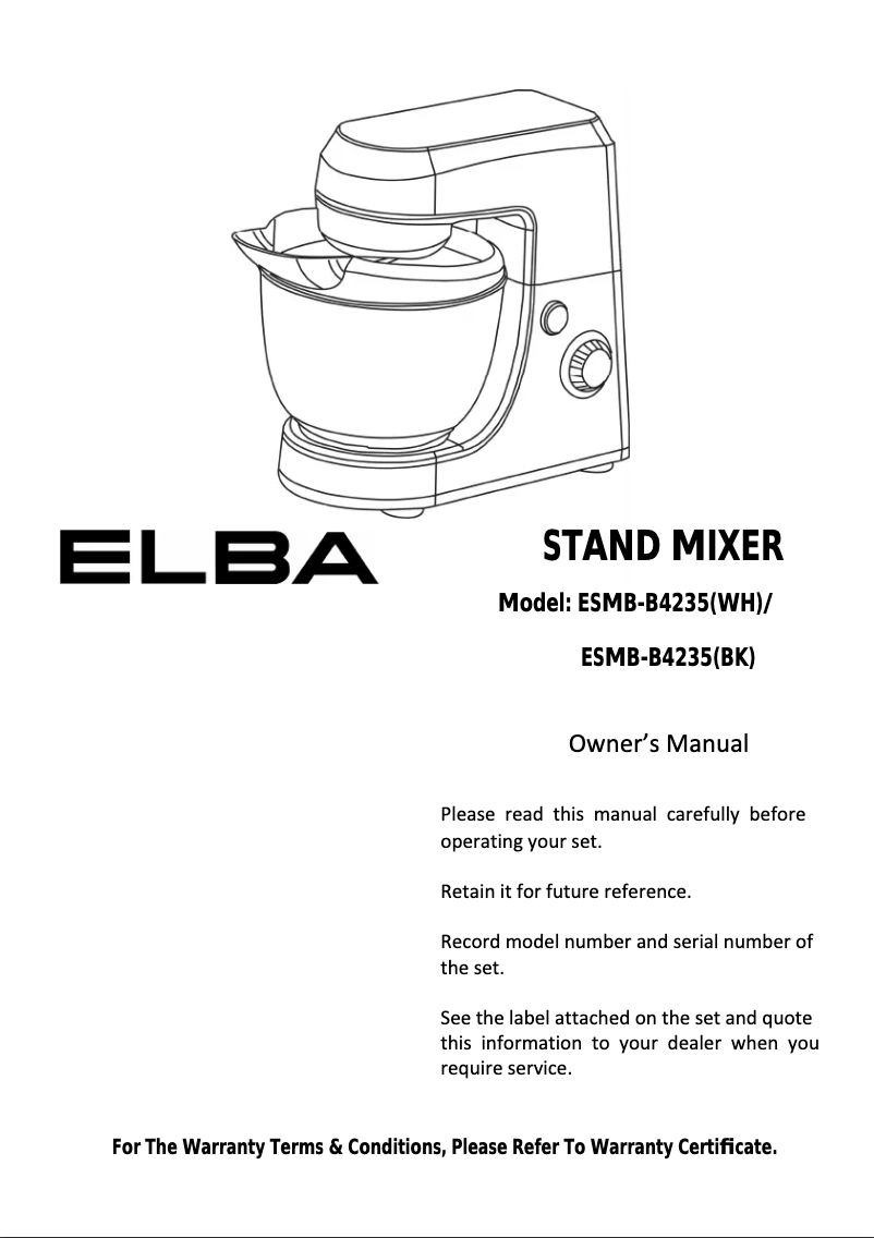 First page image of the manual for ESMB-B4235(BK)