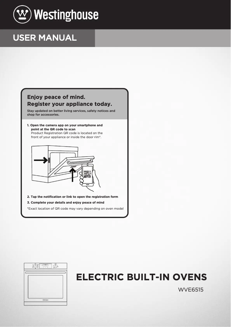 Page 1 of the manual User Manual Westinghouse WVE6515SD
