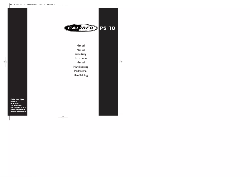 Page 1 of the manual User Manual Caliber PS 10