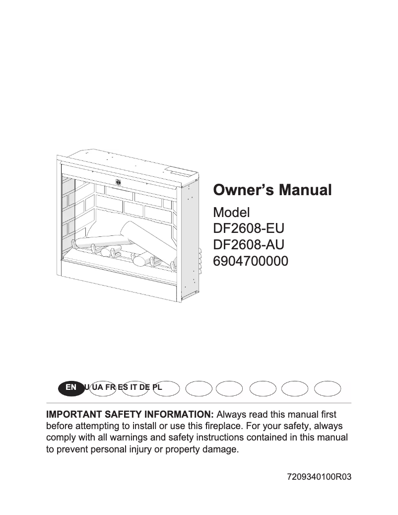 Page 1 of the manual User Manual Dimplex DF2608