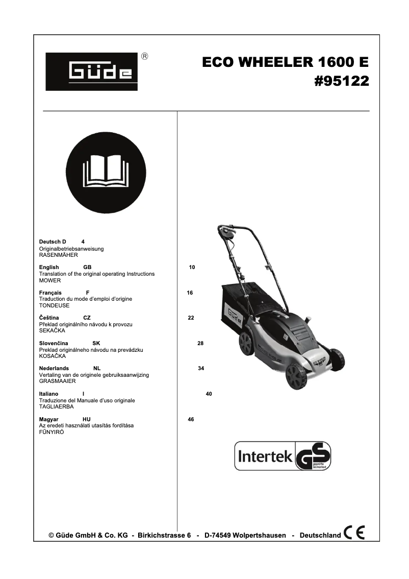 Page 1 of the manual User Manual Güde Eco Wheeler 1600 E
