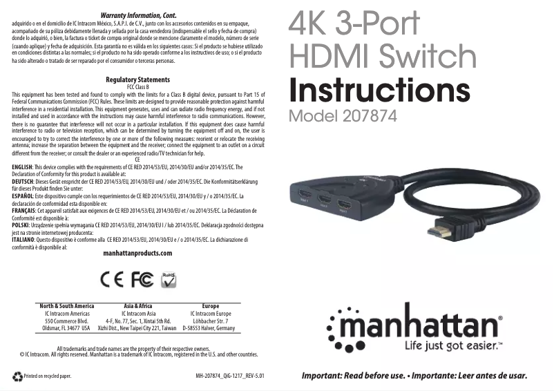 First page image of the manual for 207874