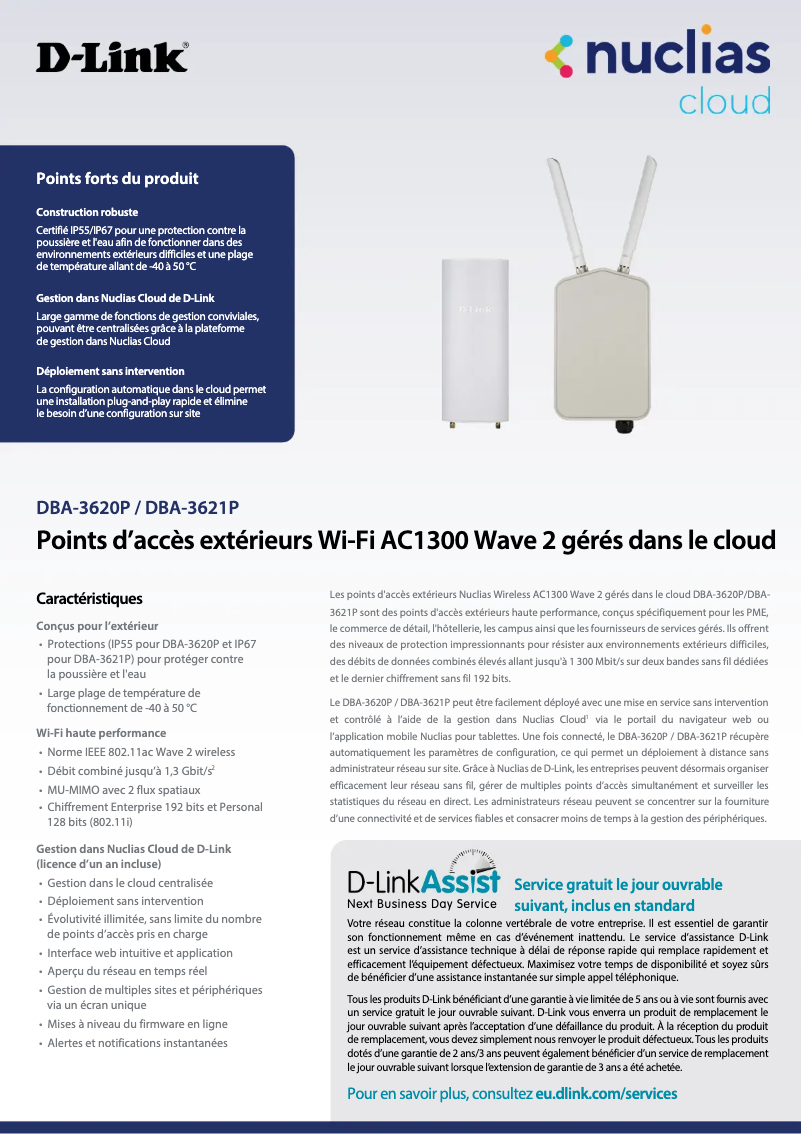 Page 1 of the manual Technical Sheet D-Link DBA-3620P