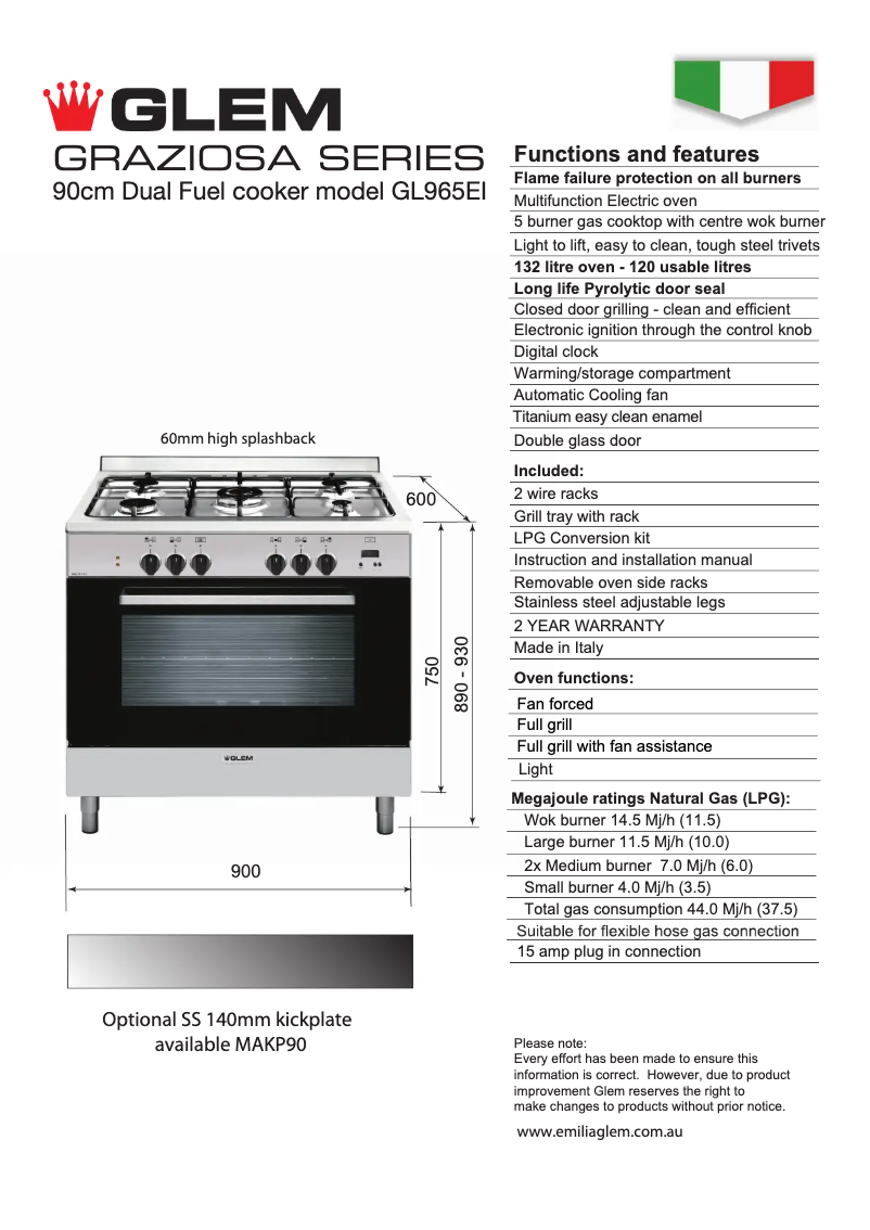 First page image of the manual for GL965EI