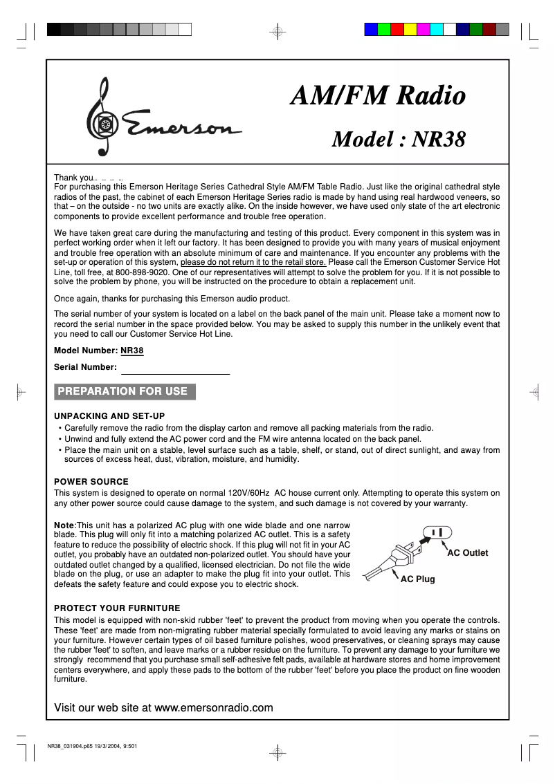 First page image of the manual for NR38