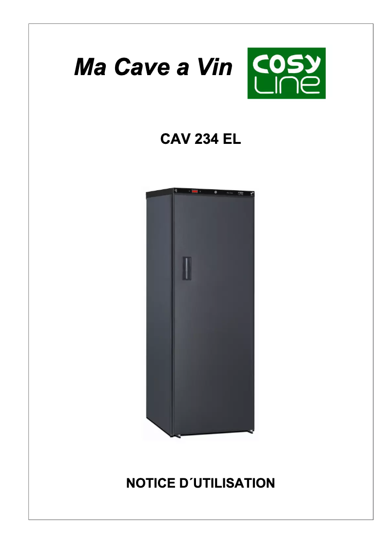 Page 1 of the manual User Manual Cosyline CAV 234 EL