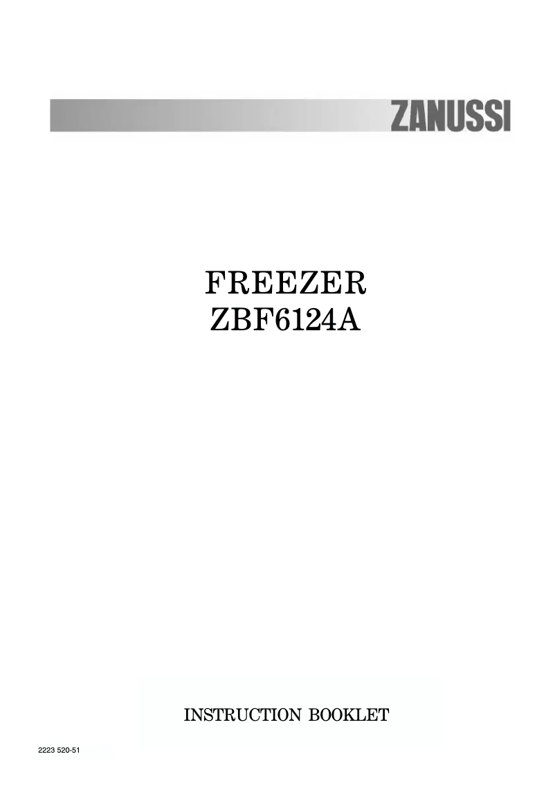Page 1 of the manual User Manual Zanussi ZBF 6124 A