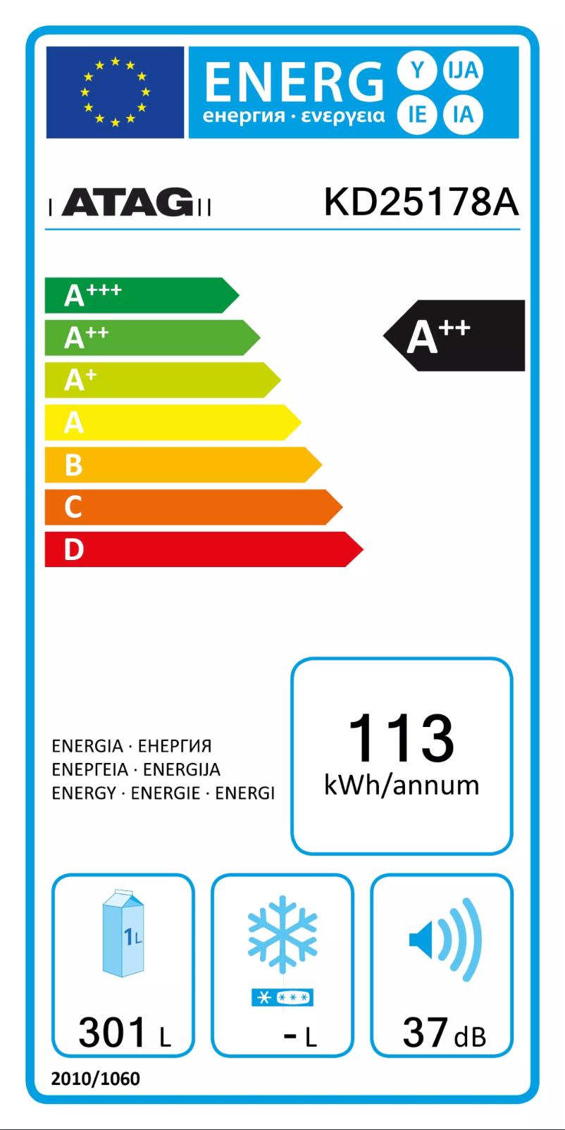 Page 1 de la notice Label énergétique Atag KD25178A