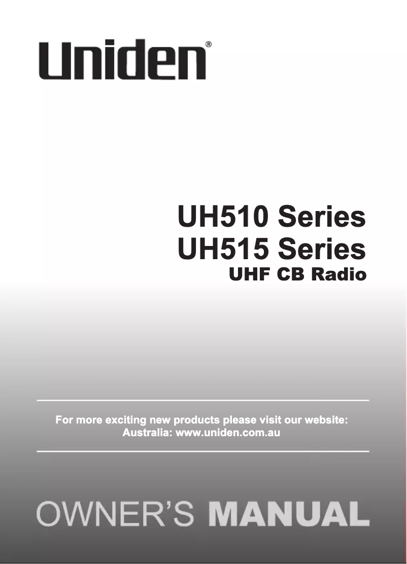 Page 1 of the manual User Manual Uniden UH510