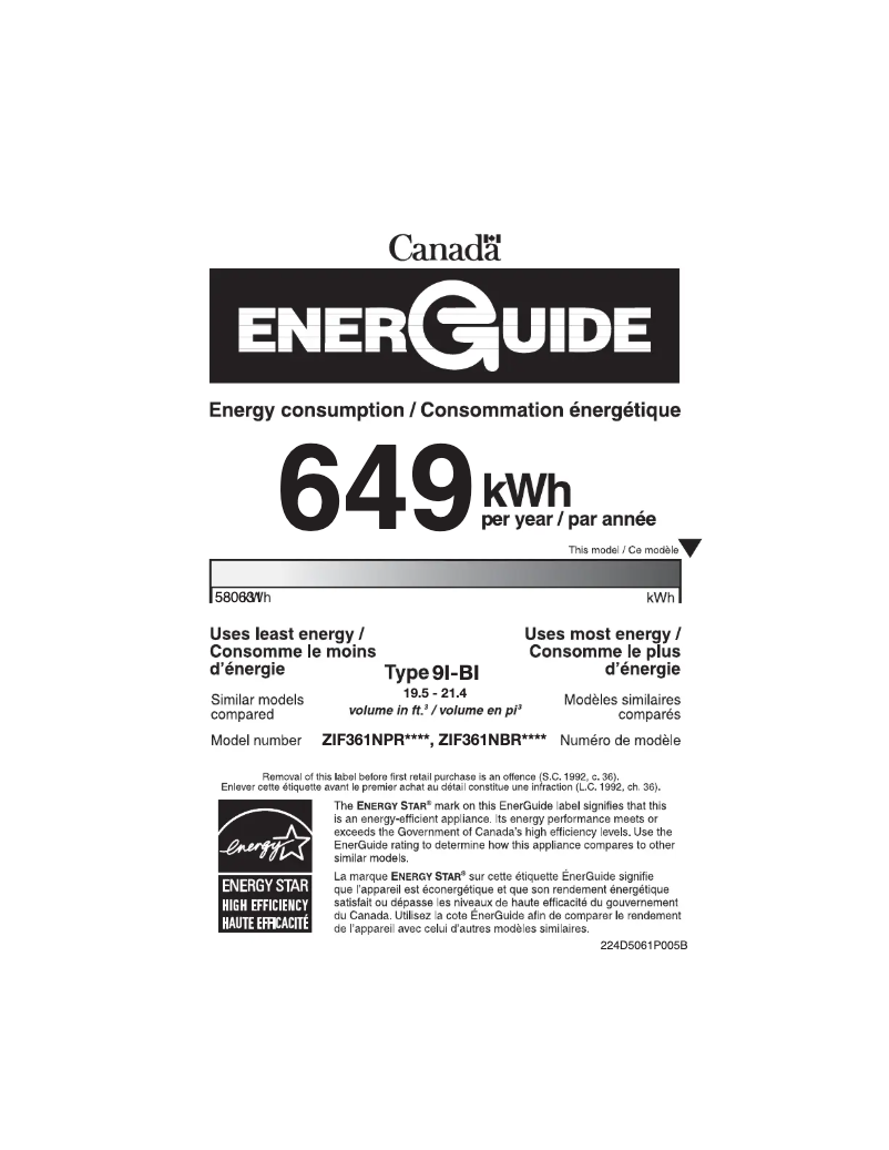First page image of the manual for ZIF361NBRII