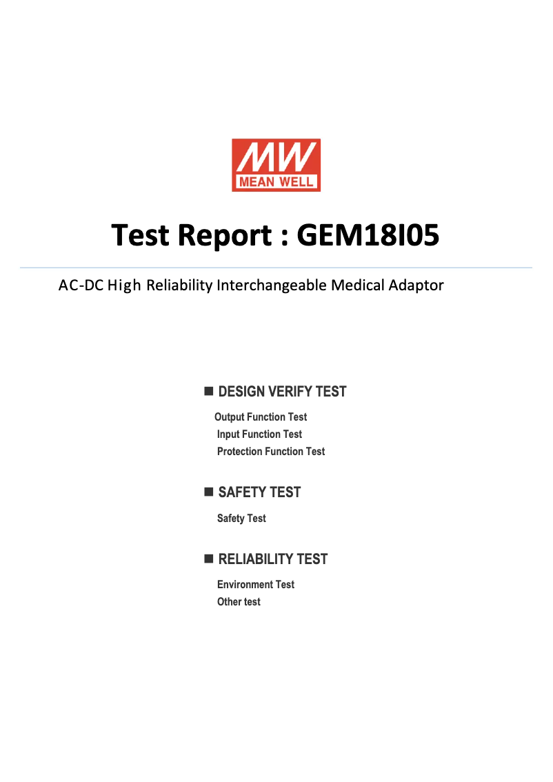 First page image of the manual for GEM18I05-P1J