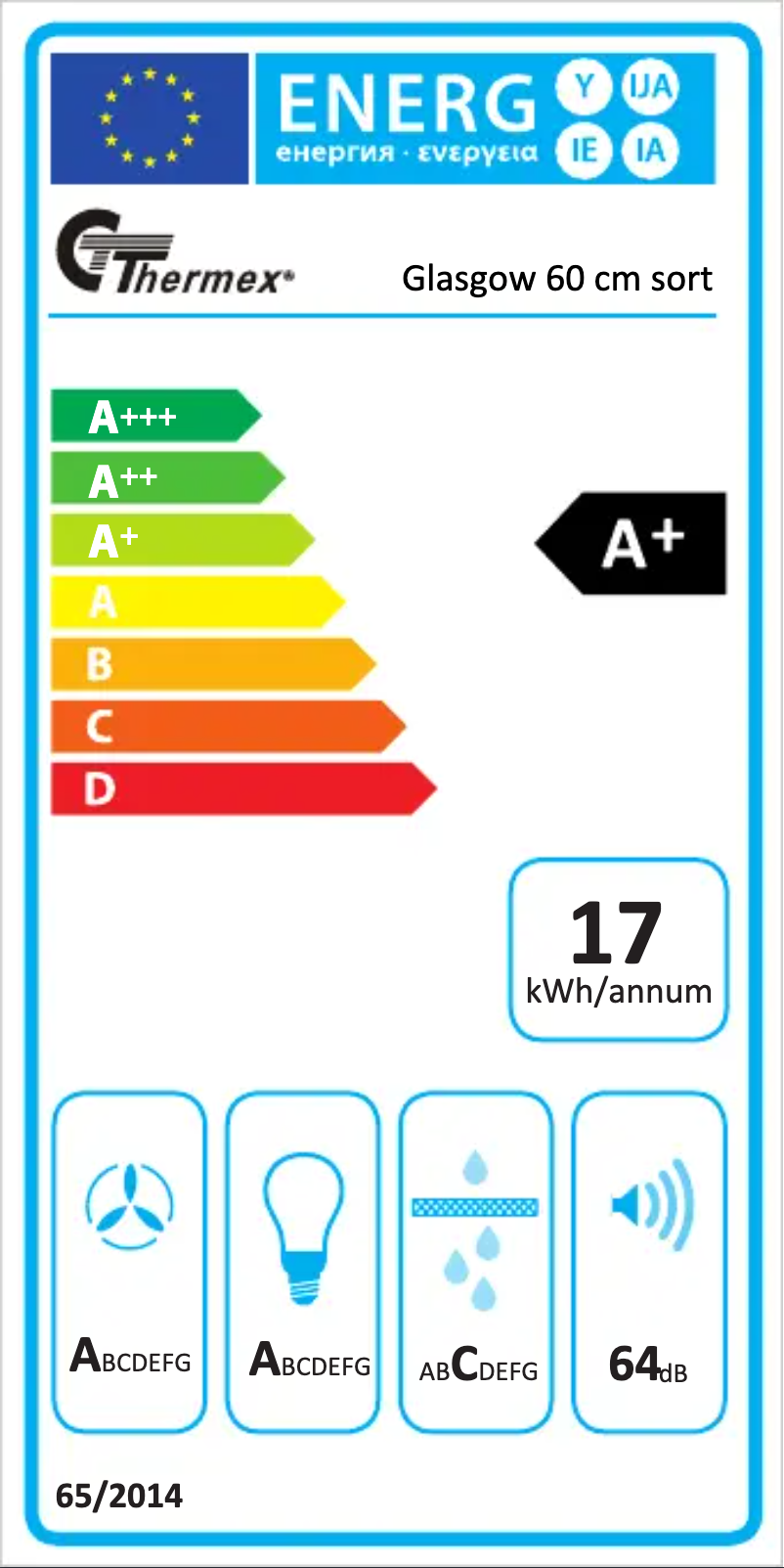 Page 1 of the manual Energy Label Thermex Glasgow