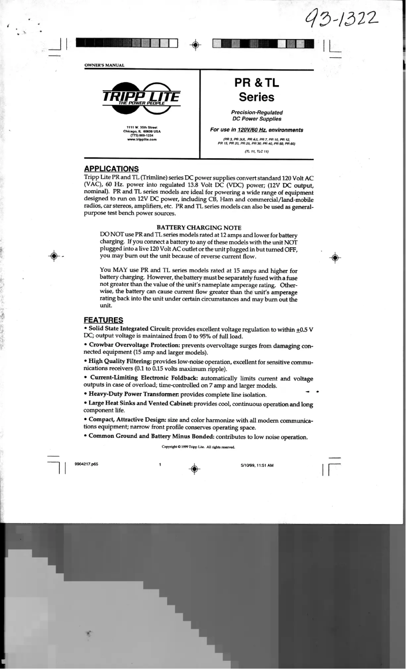 First page image of the manual for PR4.5