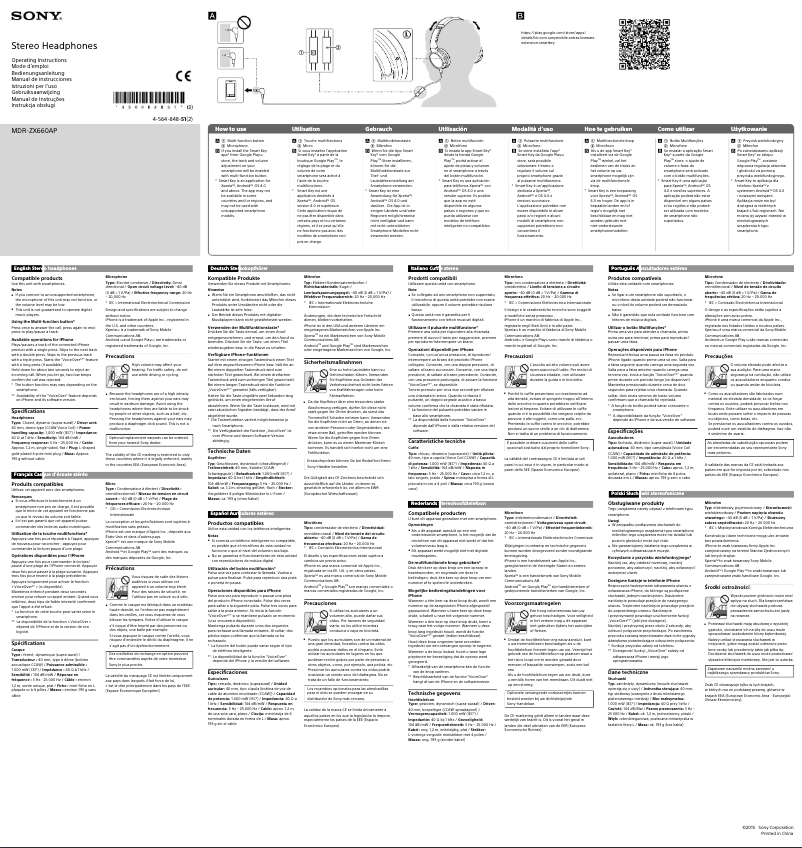 First page image of the manual for MDR-ZX660AP