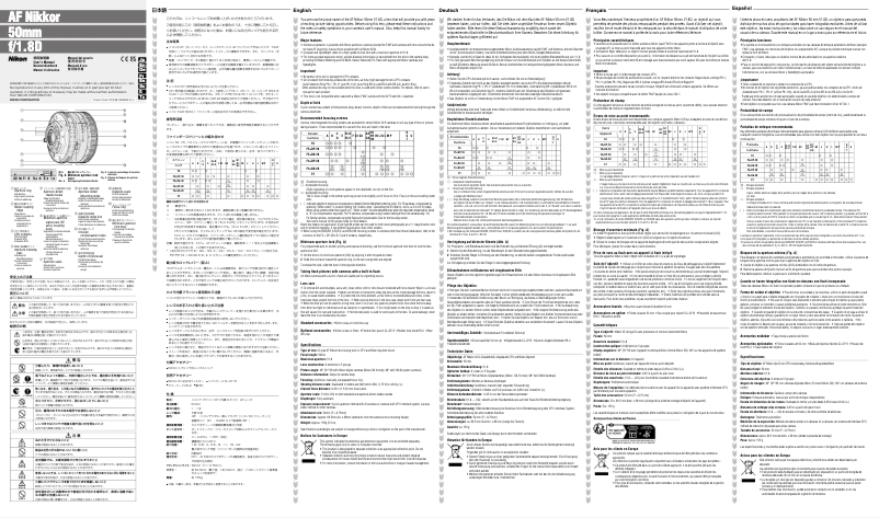 First page image of the manual for Nikkor AF 50mm f/1.8D