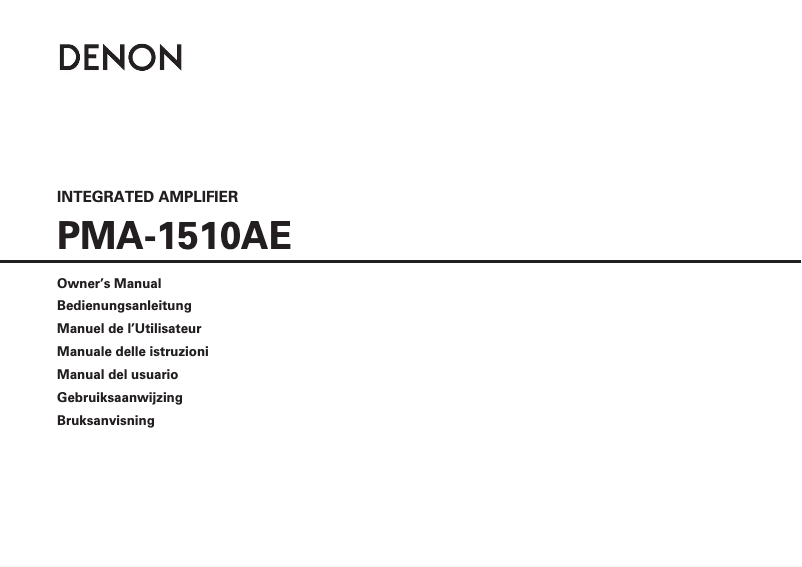 Page 1 of the manual User Manual Denon PMA-1510AE