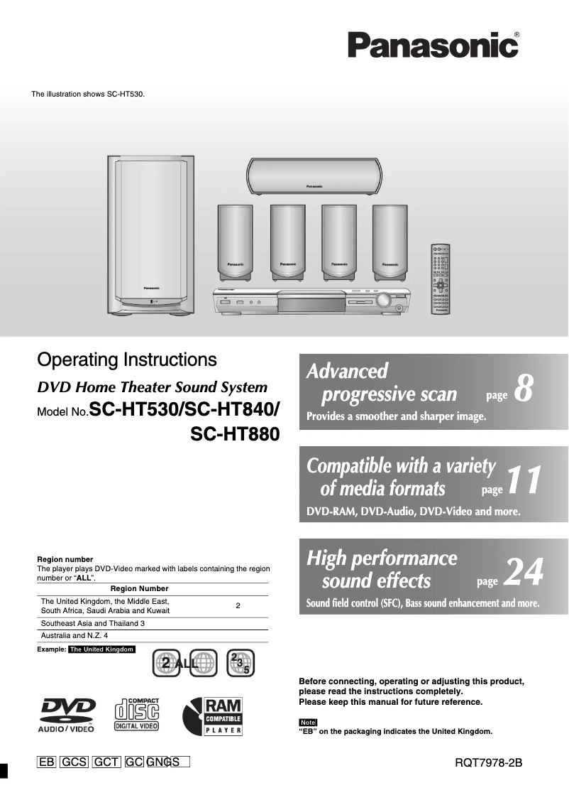 Page 1 of the manual User Manual Panasonic SC-HT840