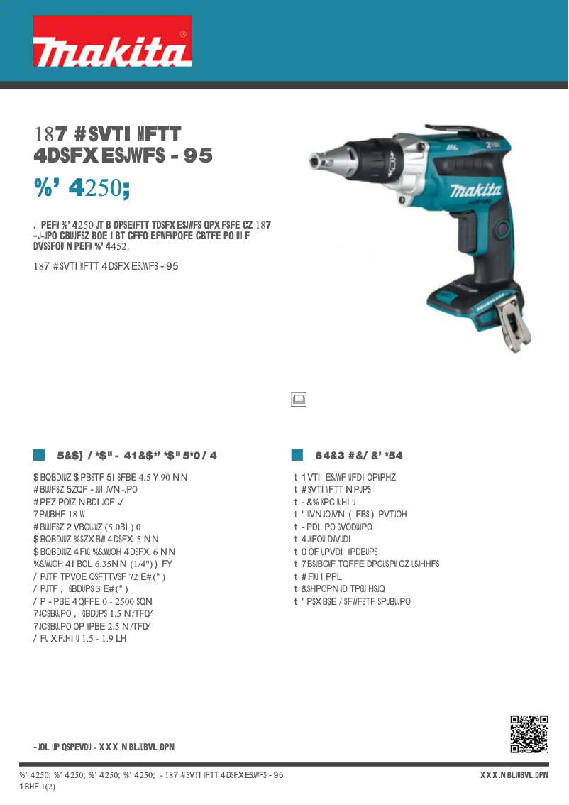 Page 1 of the manual Technical Sheet Makita DFS250Z