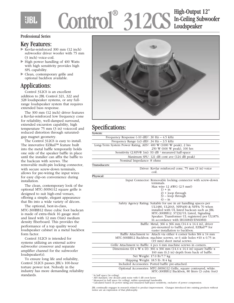 First page image of the manual for Control 312CS