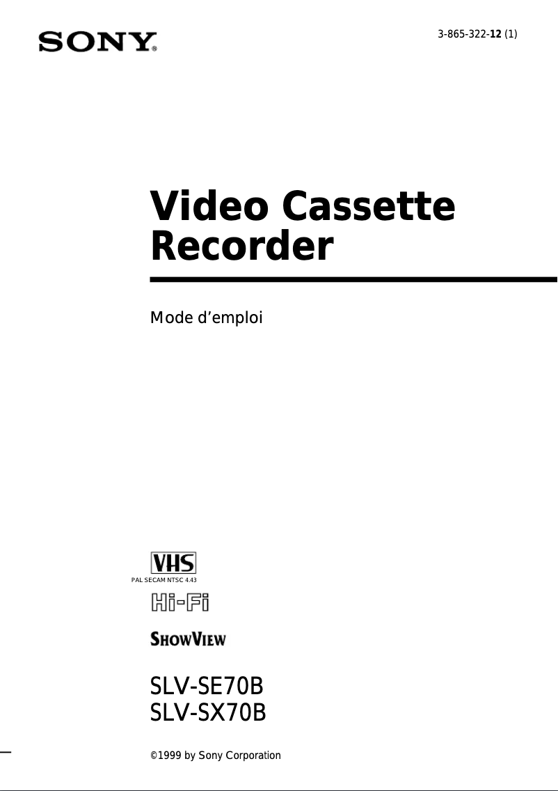 First page image of the manual for SLV-SE70B