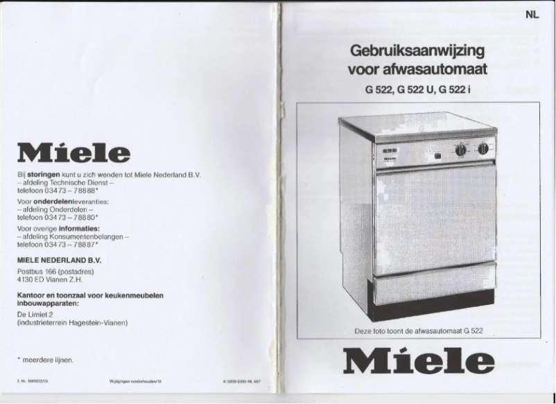 Page 1 of the manual User Manual Miele G 522