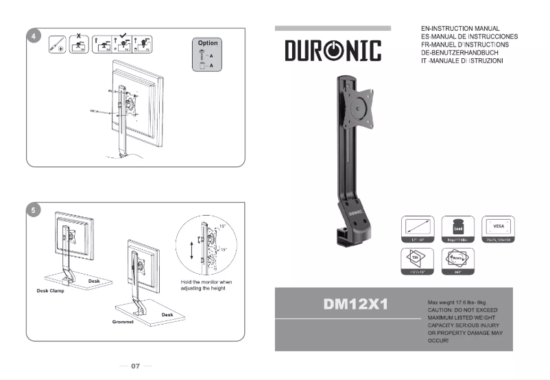 Page 1 of the manual User Manual Duronic DM12X1